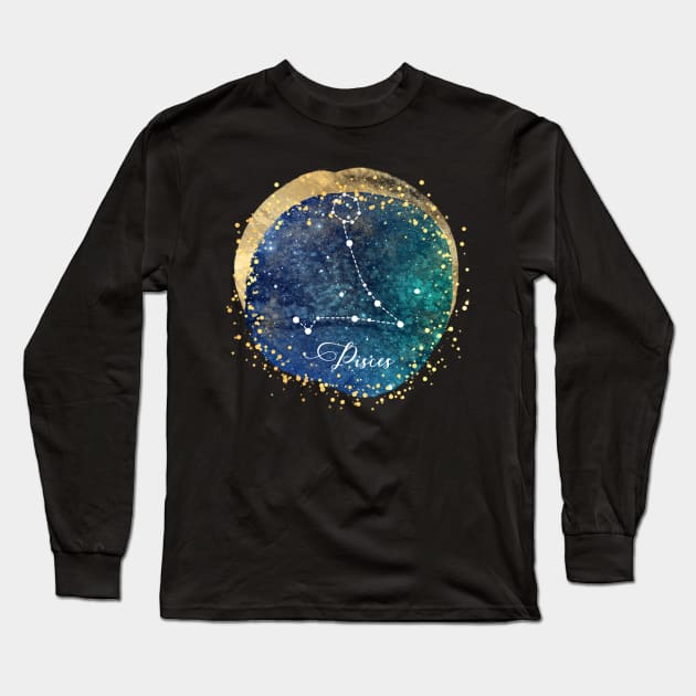 Pisces Constellation Long Sleeve T-Shirt by Underthespell